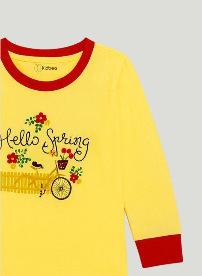 Kidbea Unisex Kids Floral Printed Night Suit with T-shirt and Jogger - Image 5