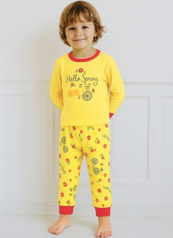 Kidbea Unisex Kids Floral Printed Night Suit with T-shirt and Jogger - Image 1