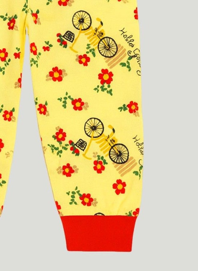 Kidbea Unisex Kids Floral Printed Night Suit with T-shirt and Jogger - Image 4