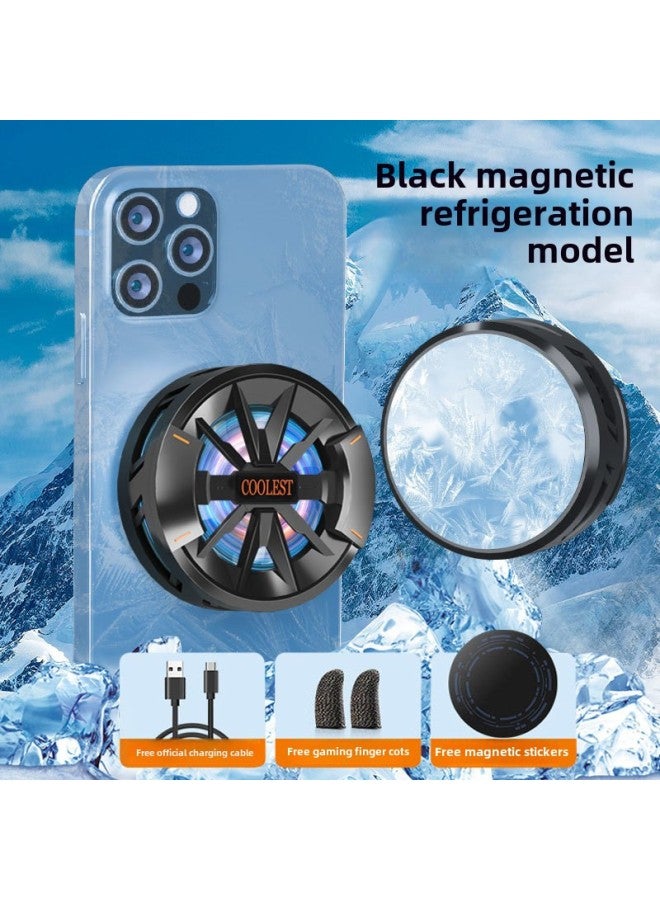 Mobile Phone Magnetic Radiator Semiconductor Icing Refrigeration Back Clip Game Live For Apple-Color:[cooling Master + E-sports Finger Gloves]-mobile Phone Magnetic Semiconductor Radiator-black  - Image 1