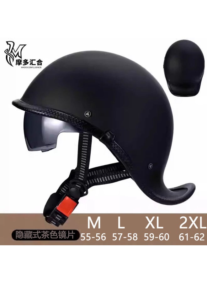 Electric Motorcycle Helmet Retro Half Helmet Men's And Women's Scoop Helmet Motorcycle Helmet Spring And Summer Electric Battery Safety Helmet Helmet