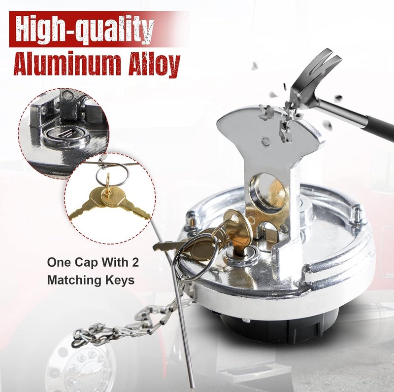 Dexepe Locking Diesel Fuel Cap 4" for Peterbilt Semi Trucks (1972-2017) - Aluminum Replacement (2 Pcs) - Image 3