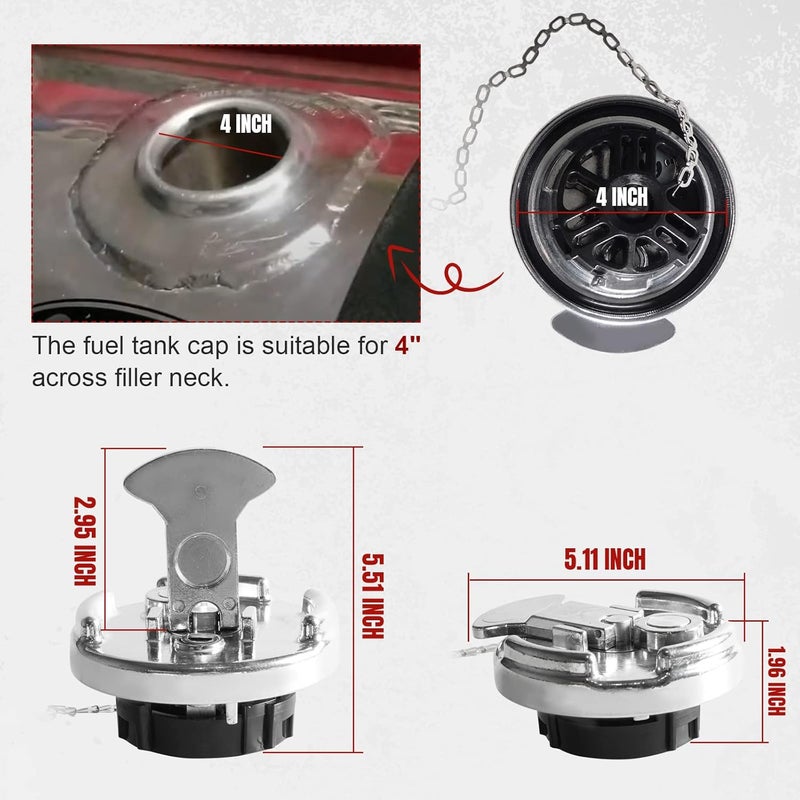 Dexepe Locking Diesel Fuel Cap 4" for Peterbilt Semi Trucks (1972-2017) - Aluminum Replacement (2 Pcs) - Image 4
