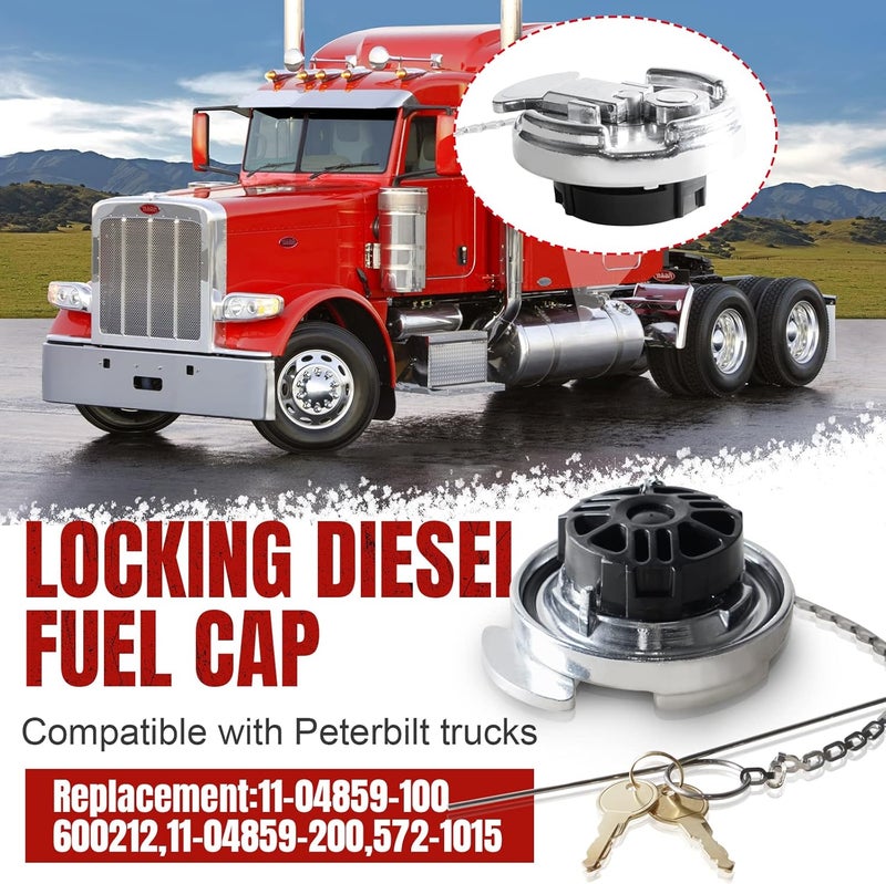 Dexepe Locking Diesel Fuel Cap 4" for Peterbilt Semi Trucks (1972-2017) - Aluminum Replacement (2 Pcs) - Image 2