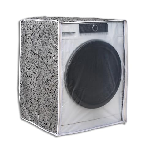 CLASSIC® Polyvinyl Chloride (PVC) Front Load Washing Machine Cover Suitable For IFB 7 Kg, 7.5 Kg, 8 Kg, 8.5 Kg (63Cms X 63Cms X 81Cms, Black & Grey) - Image 1