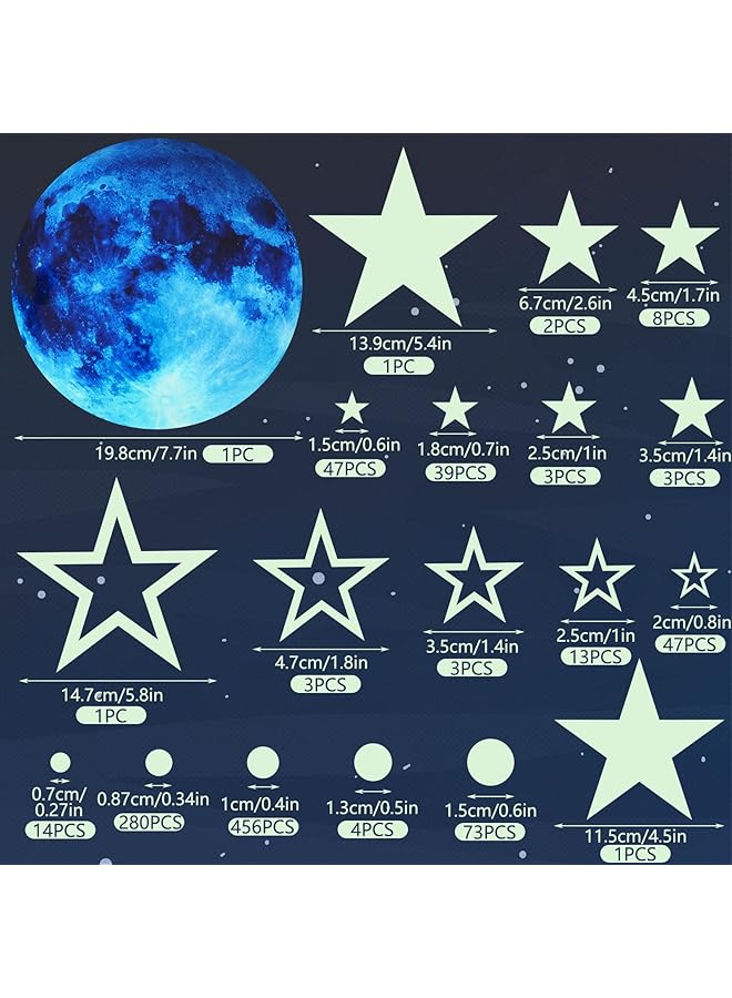 erorex Glow In The Dark Stars Stickers 999Pcs Luminous Gl Stars For Ceiling Stars And Moon Wall Decal Planets Space Wall Stickers For Bedroom Living Room Wall Stickers For Home Decor - Image 2