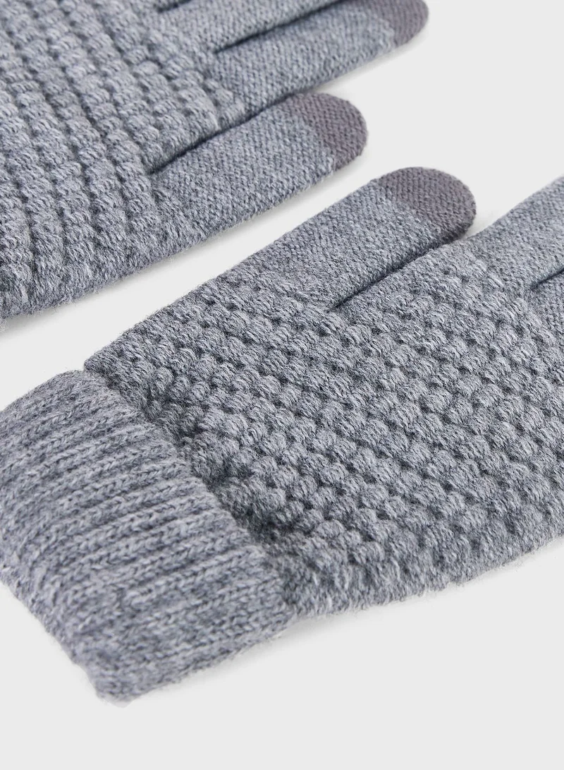 Seventy Five Knitted Waffle Winter Gloves
