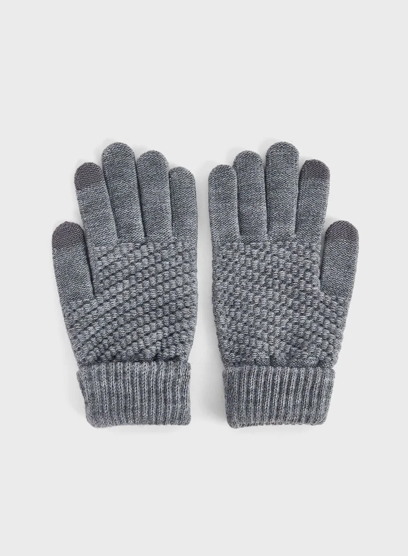 Seventy Five Knitted Waffle Winter Gloves