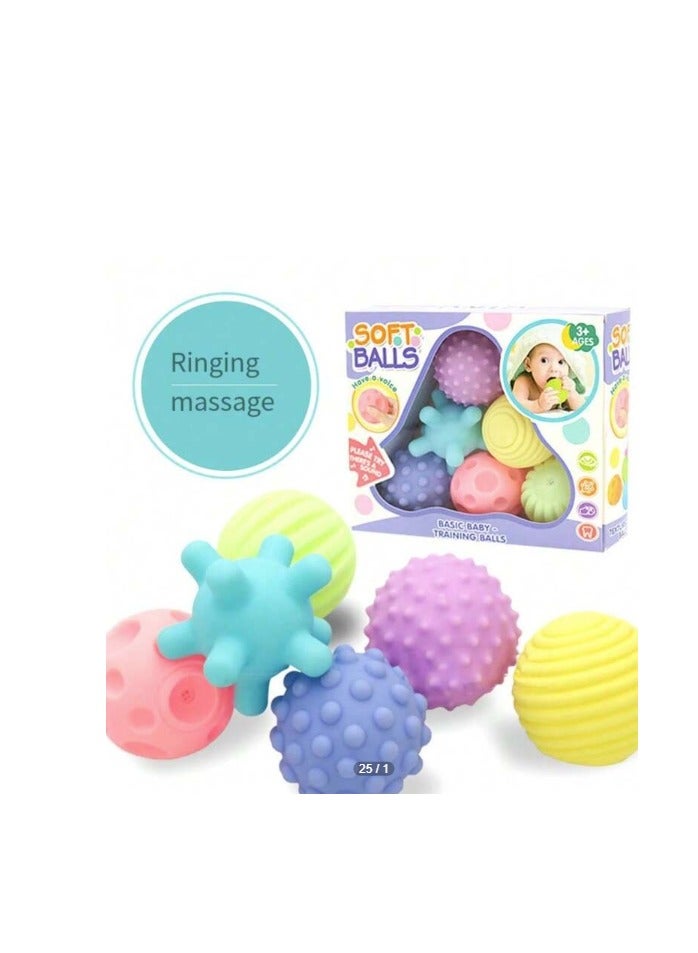 Loquat 6-Piece Colorful and Bright Touch Baby Multi-Texture Ball Set Soft Sensory Massage Balls Suitable for Babies 6-12 Months - Image 2
