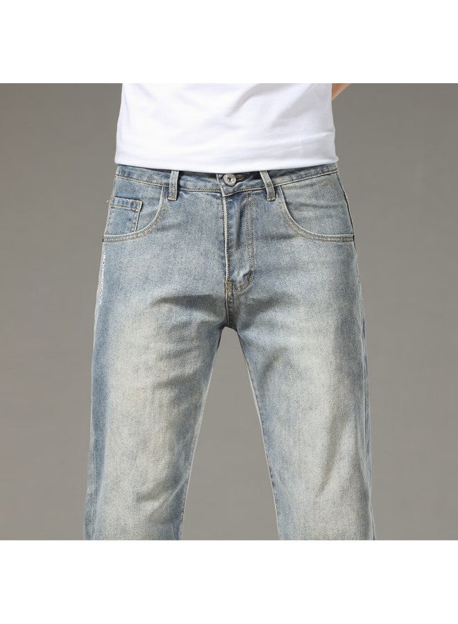 Hipanda American High Street Men's Denim Jeans Autumn Trendy Loose Straight Casual Wide-leg Pants Nostalgic Blue 36 - Image 3