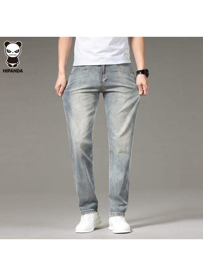 Hipanda American High Street Men's Denim Jeans Autumn Trendy Loose Straight Casual Wide-leg Pants Nostalgic Blue 36 - Image 2