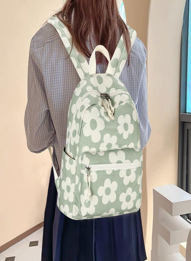 BLUBOON Girls Backpack Womens Mini Backpacks Purse Teens Cute Casual School Bookbag, Beige Flower Green Background, 13 x 11 x 5.5 inches, Rucksack Backpacks - Image 4