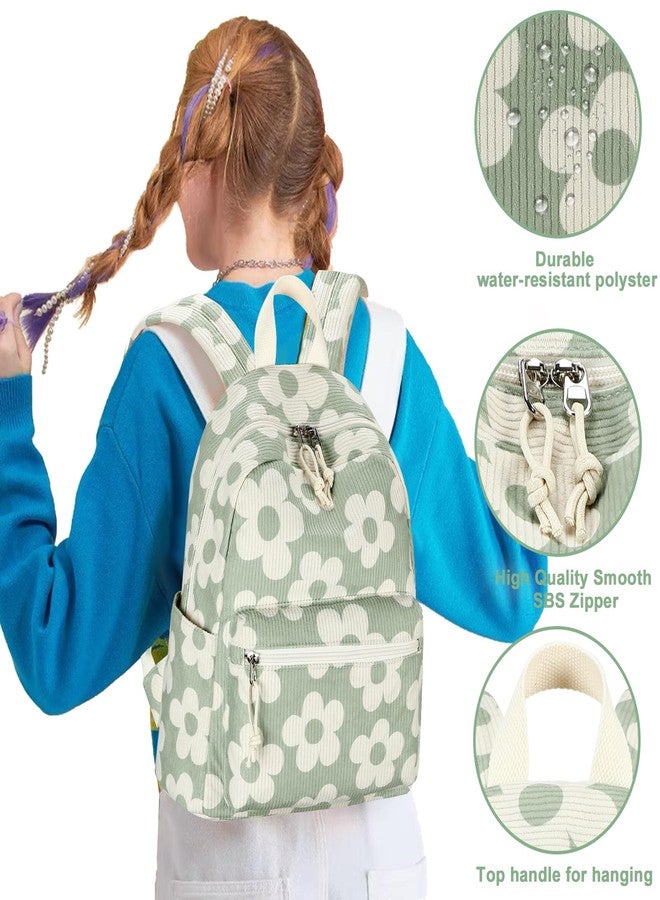 BLUBOON Girls Backpack Womens Mini Backpacks Purse Teens Cute Casual School Bookbag, Beige Flower Green Background, 13 x 11 x 5.5 inches, Rucksack Backpacks - Image 5