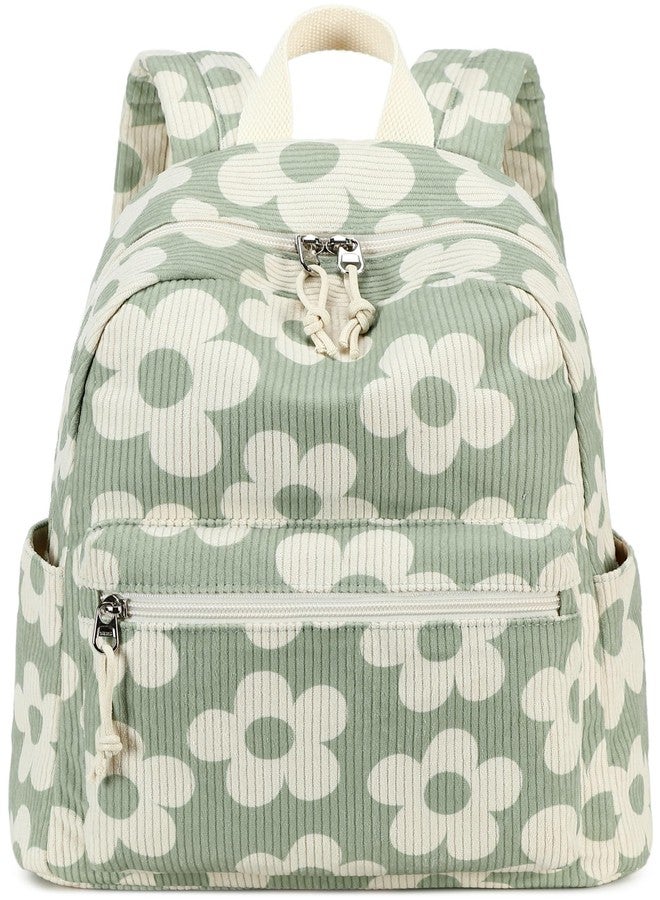 BLUBOON Girls Backpack Womens Mini Backpacks Purse Teens Cute Casual School Bookbag, Beige Flower Green Background, 13 x 11 x 5.5 inches, Rucksack Backpacks - Image 1
