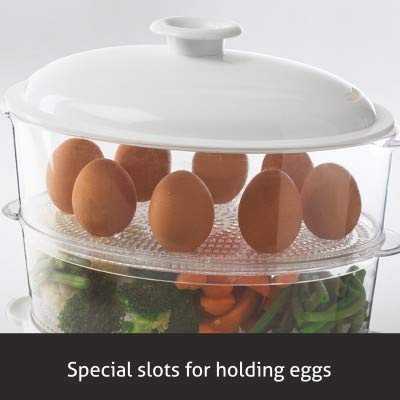 Glen Elecrtric Food Steamer 900w with 60 Minute Timer, 3 Food Grade Containers - White (3052) - Image 3