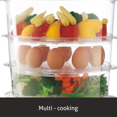 Glen Elecrtric Food Steamer 900w with 60 Minute Timer, 3 Food Grade Containers - White (3052) - Image 2