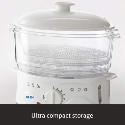 Glen Elecrtric Food Steamer 900w with 60 Minute Timer, 3 Food Grade Containers - White (3052) - Image 4