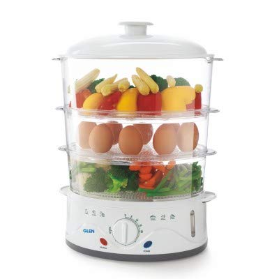 Glen Elecrtric Food Steamer 900w with 60 Minute Timer, 3 Food Grade Containers - White (3052) - Image 1
