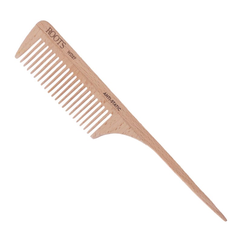 Roots Roots Wooden Dressing Combs Designed with Rat Tail Wide Teeth Wooden Comb Beech Wood Comfortable Use for men and Women Model No WD27 - Image 1