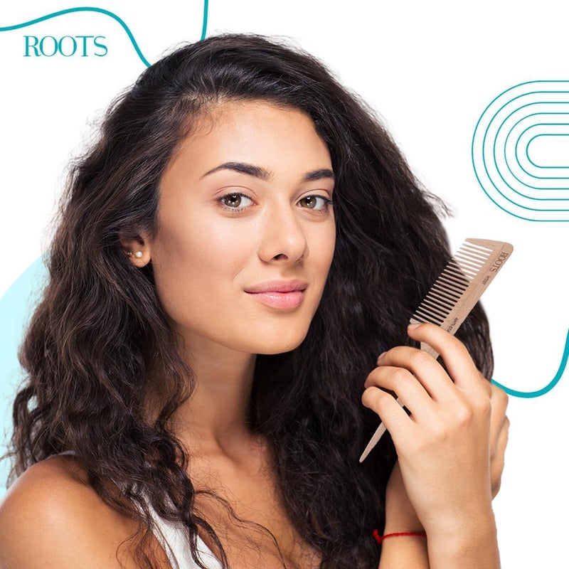 Roots Roots Wooden Dressing Combs Designed with Rat Tail Wide Teeth Wooden Comb Beech Wood Comfortable Use for men and Women Model No WD27 - Image 3