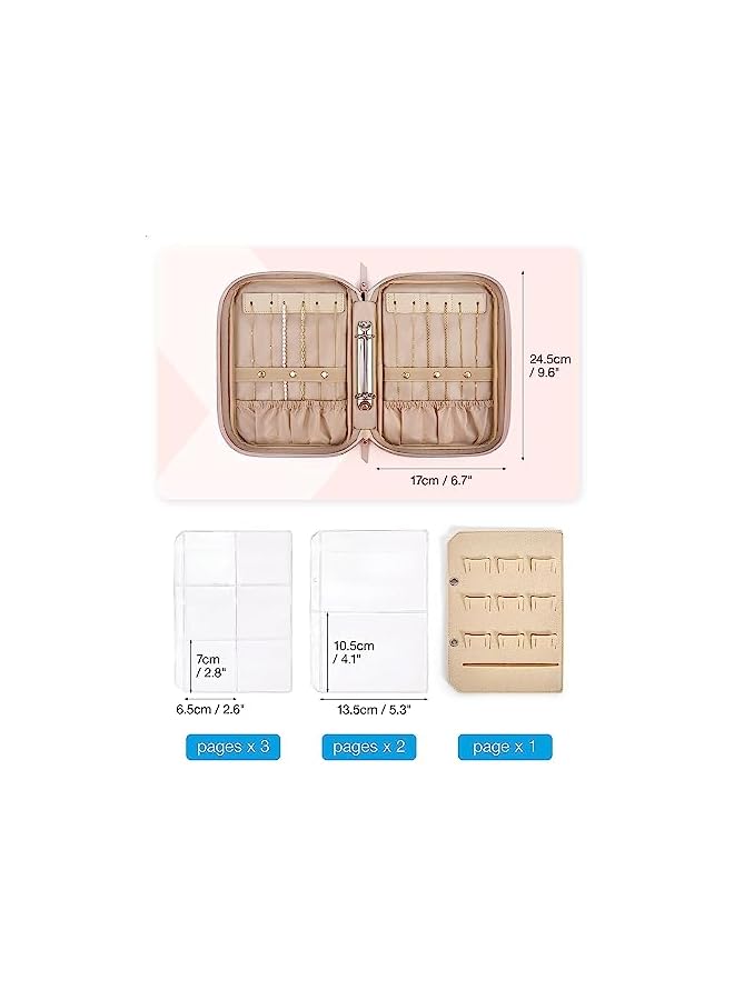 The Bros Jewelry Travel Organizer, Jewelry Case, Transparent Jewelry Storage, Book Ring Binder Jewelry Bags Clear Booklet Zipper Pouch Bag for Necklaces, Earrings, Rings, Bracelets (Pink)  - Image 3