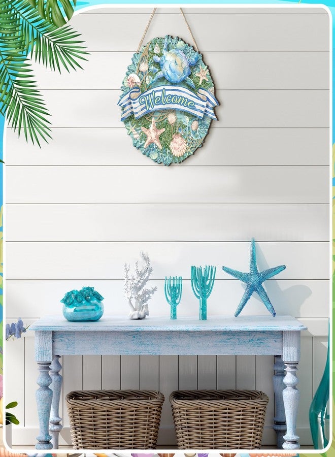 لافتة باب شاطئ السلاحف البحرية الصيفية في ياليكوب، لافتة ترحيبية بالصيف مع صورة سلحفاة بحرية لتزيين الباب الأمامي، لافتات معلقة على الباب، ديكور جداري ريفي، لوحة خشبية معلقة للمنزل والشرفة - Image 5