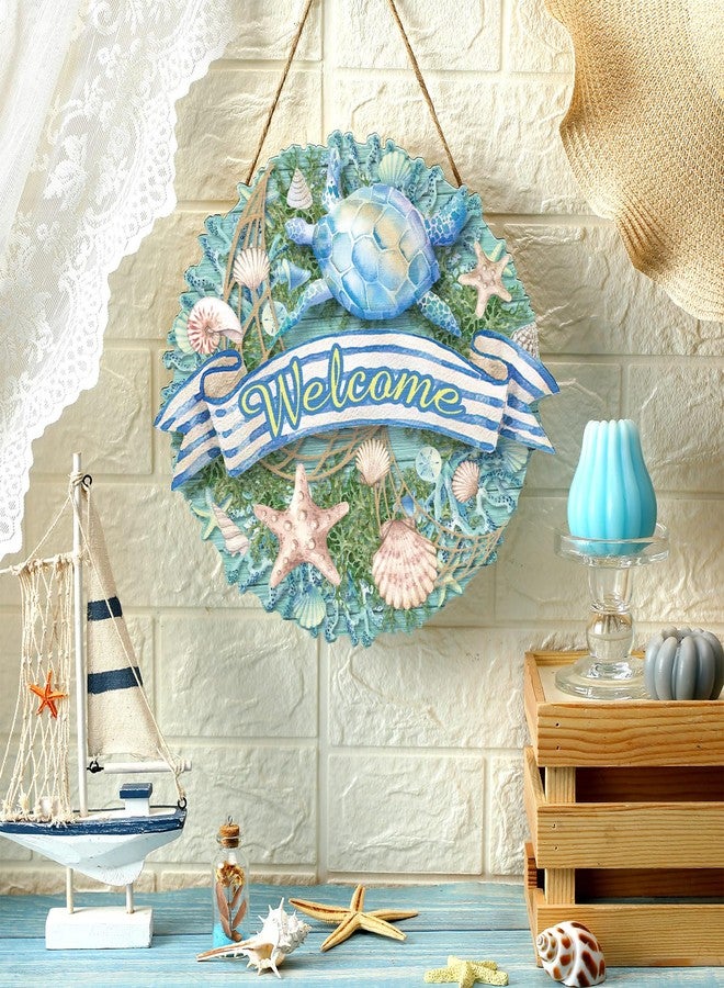 لافتة باب شاطئ السلاحف البحرية الصيفية في ياليكوب، لافتة ترحيبية بالصيف مع صورة سلحفاة بحرية لتزيين الباب الأمامي، لافتات معلقة على الباب، ديكور جداري ريفي، لوحة خشبية معلقة للمنزل والشرفة - Image 2