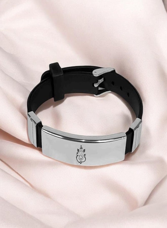 M Men Style Mens ID Beads | Stainless Steel Leather Bracelet | Lord Ganesha | Husband |Brother|Boyfriend |Son| Grandpa SBr2024175 - Image 4