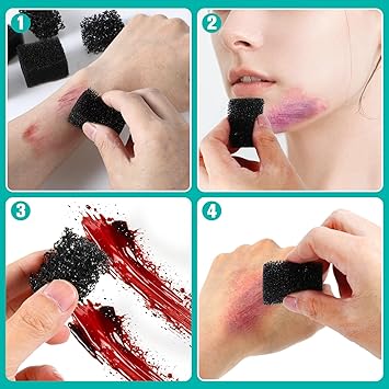 Psyqtsuary Stipple Sponges 12 Pcs Special Fx Makeup Sponge Halloween Make Up Sponges for Face Makeup Tools for Beard Texture Freckle Scar Wound Christmas Cosplay Party Art Shaping Special Effects - Image 4