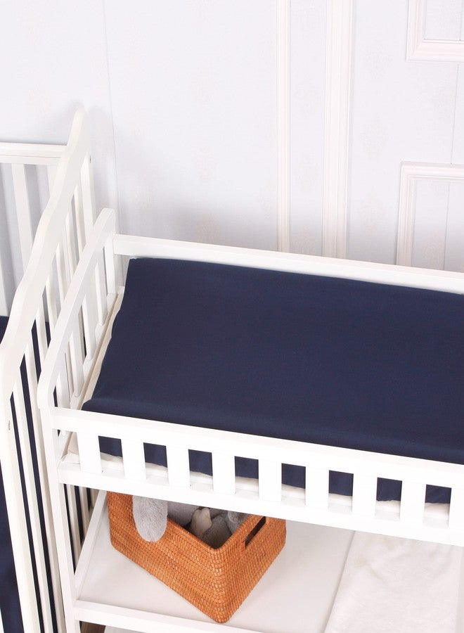 CaSaJa Diaper Changing Pad Cover for Baby Boys Set of 3, Snug Fit 4-Sided Contoured Changing Table Pad 16x31 16x32, Fitted Change Pad Sheet Navy Black, 100% Silky Soft Breathable Microfiber - Image 1