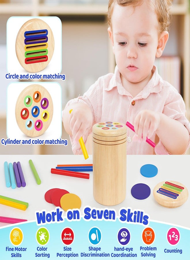 CZTCDP Montessori Toys for 1+ Year Old, Wooden Color Classification Sensory Toy with Two Lids for Toddlers Age 1 2 3, Fine Motor Skills Sensory Toys for 18 Month Old boy Girls Gifts - Image 3