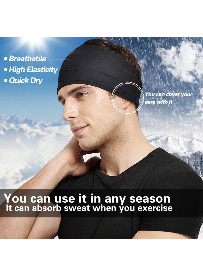 5 Pack Men Women Sports Headband Sweat Band Stretch Elastic Gym Fitness Running Yoga Headwrap Breathable Quick-dry Absorbent Hair Bands (Black) - Image 3