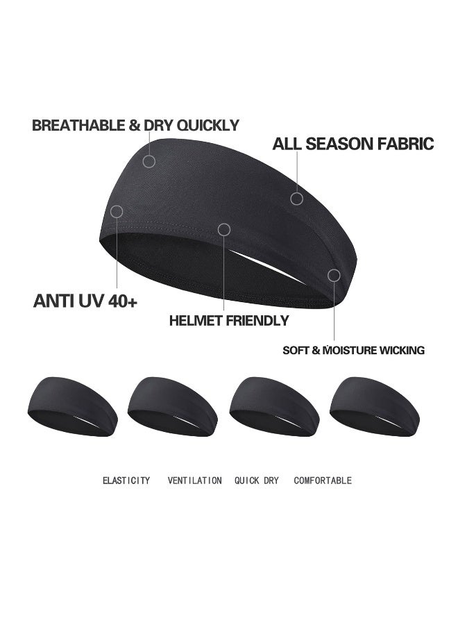 5 Pack Men Women Sports Headband Sweat Band Stretch Elastic Gym Fitness Running Yoga Headwrap Breathable Quick-dry Absorbent Hair Bands (Black) - Image 5