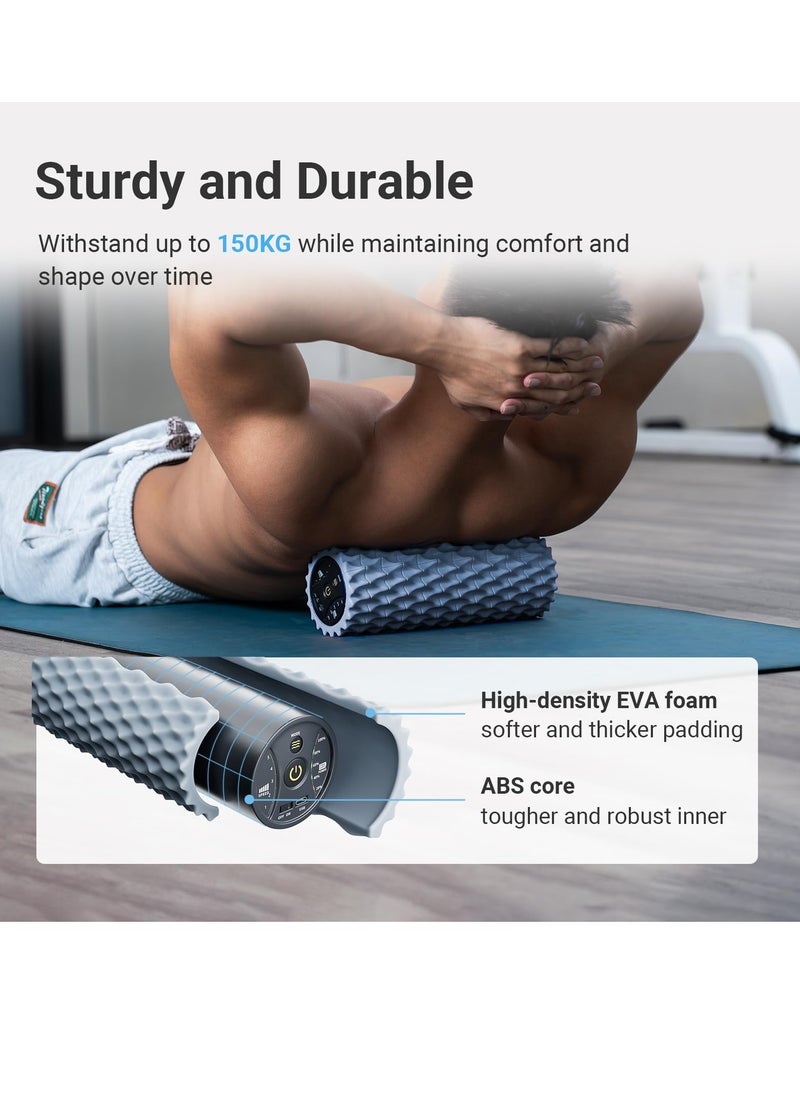 Excefore Electric Vibrating Foam Roller, 5-Speed Rechargeable High-Density Back Roller for Exercise, Yoga, Massage, Back Pain Relief, Muscle Recovery, Physical Therapy (Gray)  - Image 4