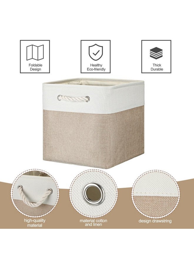 meekoo 8 Pack Collapsible Storage Bins Fabric Storage Bins Polyester Fabric Baskets with Handles Linen Closet Organizer for Shelf Home Closet Towels Toys(12 x 12 x 12 in,Beige) - Image 4