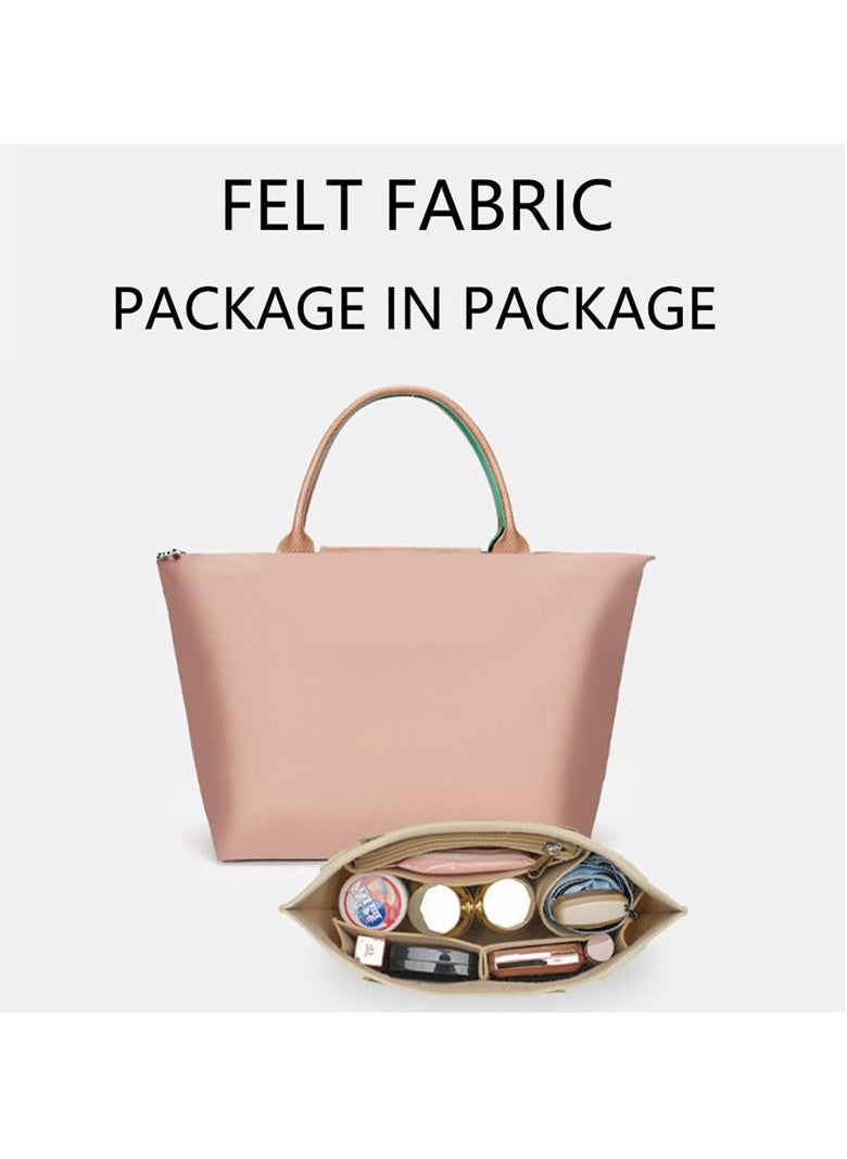 Generic - Versatile Multi-Pocket Felt Handbag Organizer for Tote Bags and Wallets, Compact and Stylish Base Shaper for Longchamp and More, Small Size in Pink - Image 1