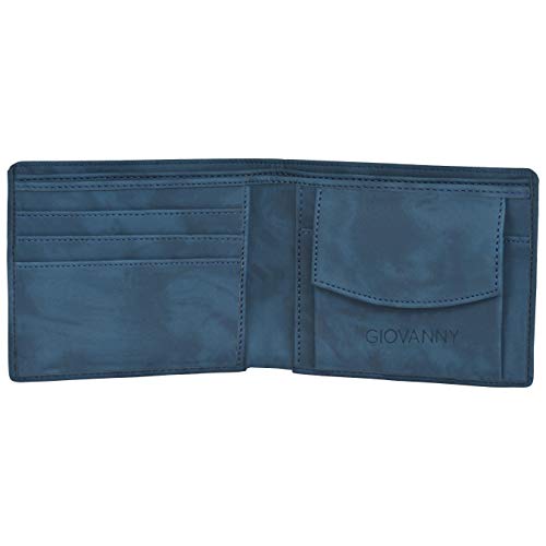GIOVANNY BLUSHD01 Blue Suade Leather Wallet for Men - Image 2