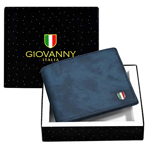 GIOVANNY BLUSHD01 Blue Suade Leather Wallet for Men - Image 5