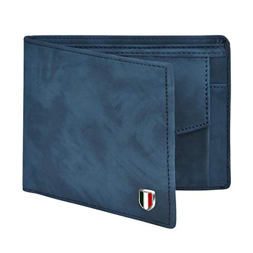 GIOVANNY BLUSHD01 Blue Suade Leather Wallet for Men - Image 4