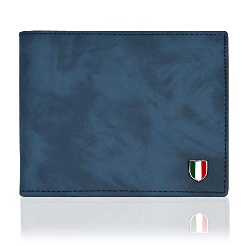 GIOVANNY BLUSHD01 Blue Suade Leather Wallet for Men - Image 1