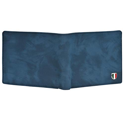 GIOVANNY BLUSHD01 Blue Suade Leather Wallet for Men - Image 3