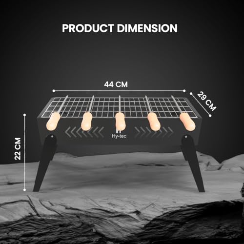 H Hy-tec (Device) Hybb, Blaze Foldable Charcoal Barbeque Grill With 5 Skewers (Stellar Black), Free Standing - Image 3