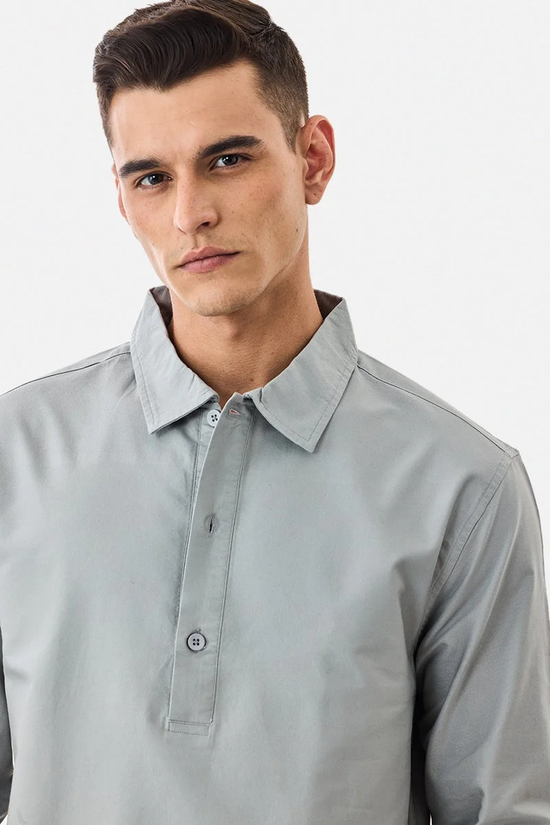 Snitch Grey Regular Fit 100% Cotton Polo Shirt for Men | Best Price UAE