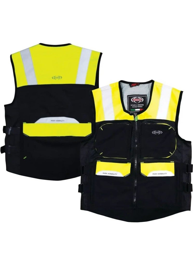 Ebakbak Motorcycle Reflective Vest Multi-Functional Pockets Windstoper Fabric Reflective Motor Vest 