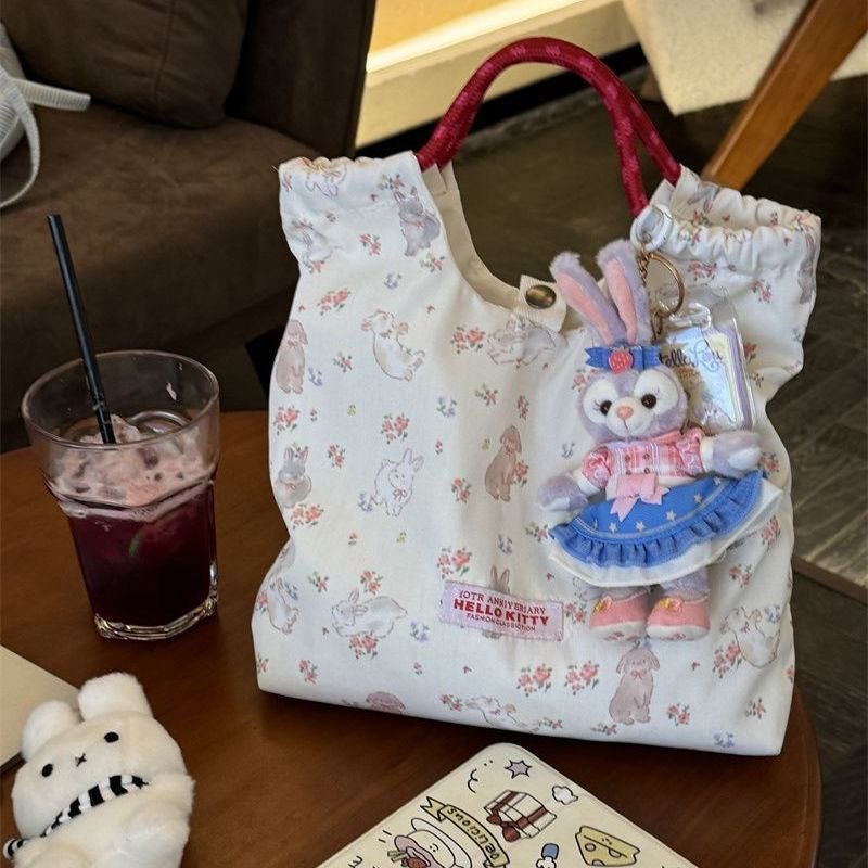 Cute Floral Canvas Shoulder Bag, Large Tote - Image 2