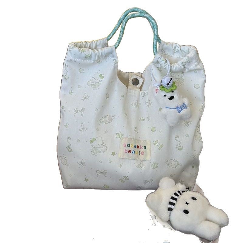 Cute Floral Canvas Shoulder Bag, Large Tote - Image 5