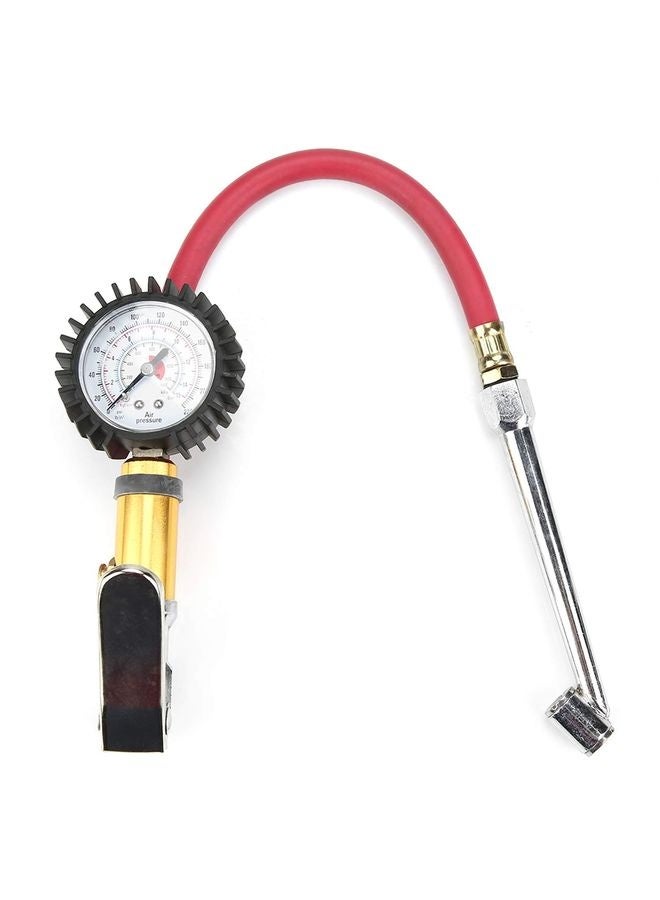 HOMESTAR Tire Inflator with Tire Pressure Gauge, Extended Straight-on Air Chuck with 12 Inch Rubber Air Hose - Image 1