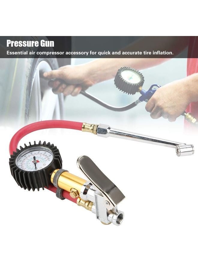 HOMESTAR Tire Inflator with Tire Pressure Gauge, Extended Straight-on Air Chuck with 12 Inch Rubber Air Hose - Image 3