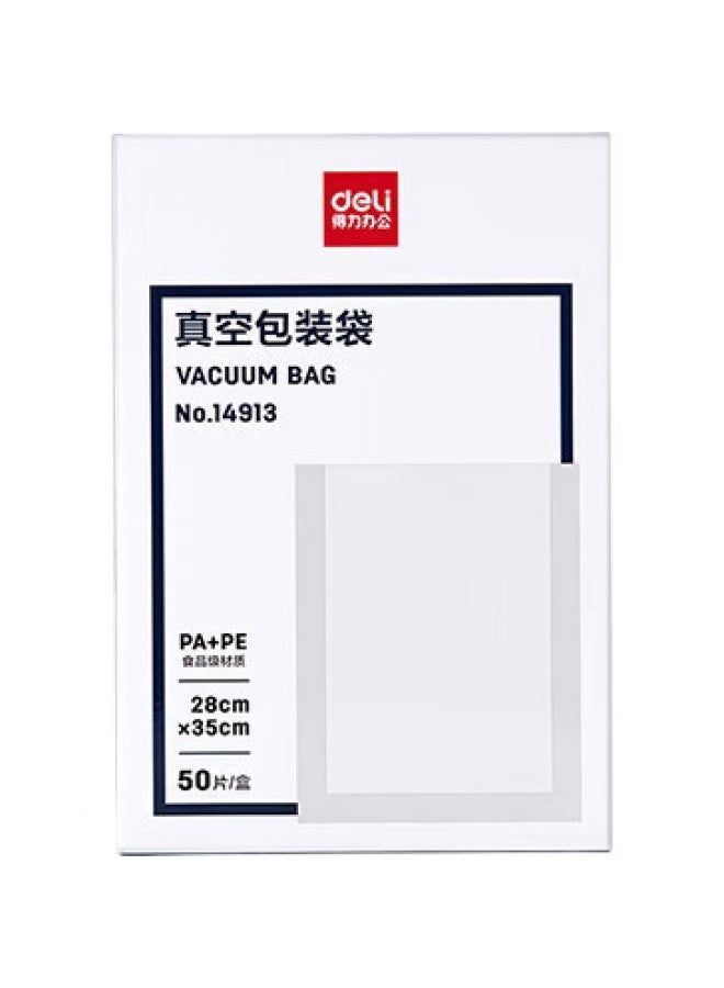 Deli Vacuum Sealer Machine For Home And Commercial Use, Food Vacuum Packaging Sealing Bags, Food-Grade Material, 28*35Cm/50 Pieces, Upgraded Version - Image 1