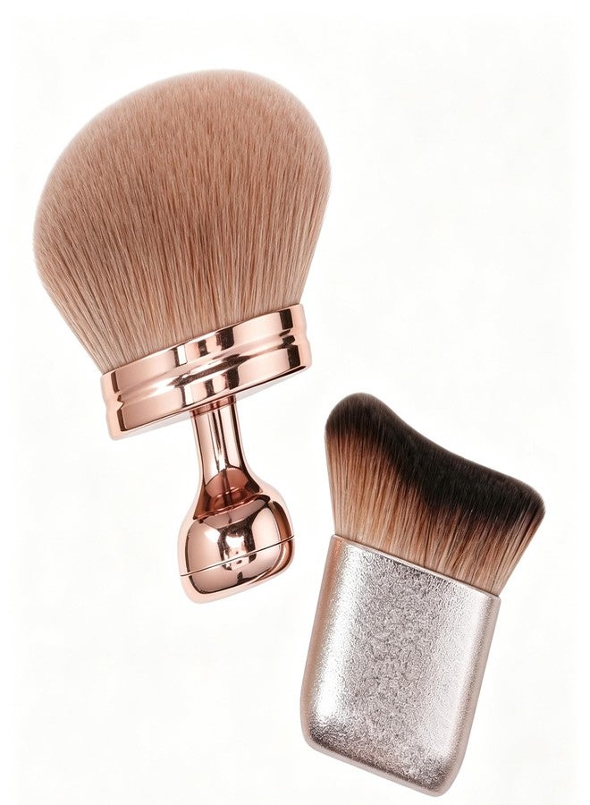 Blend & Blur Large Body Makeup Kabuki Brush for Self Tanner,Leg Makeup & Bronzer Self Tan Applicator, 3.2inch Wide Round Head Tanning Brush with Bag (2 Pack) - Image 1